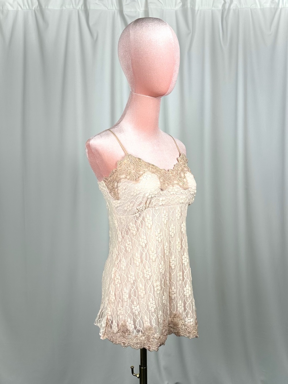 Vintage MKM Designs Lace Cami Top Cream Gold Fairycore XS/S - Picture 5 of 16